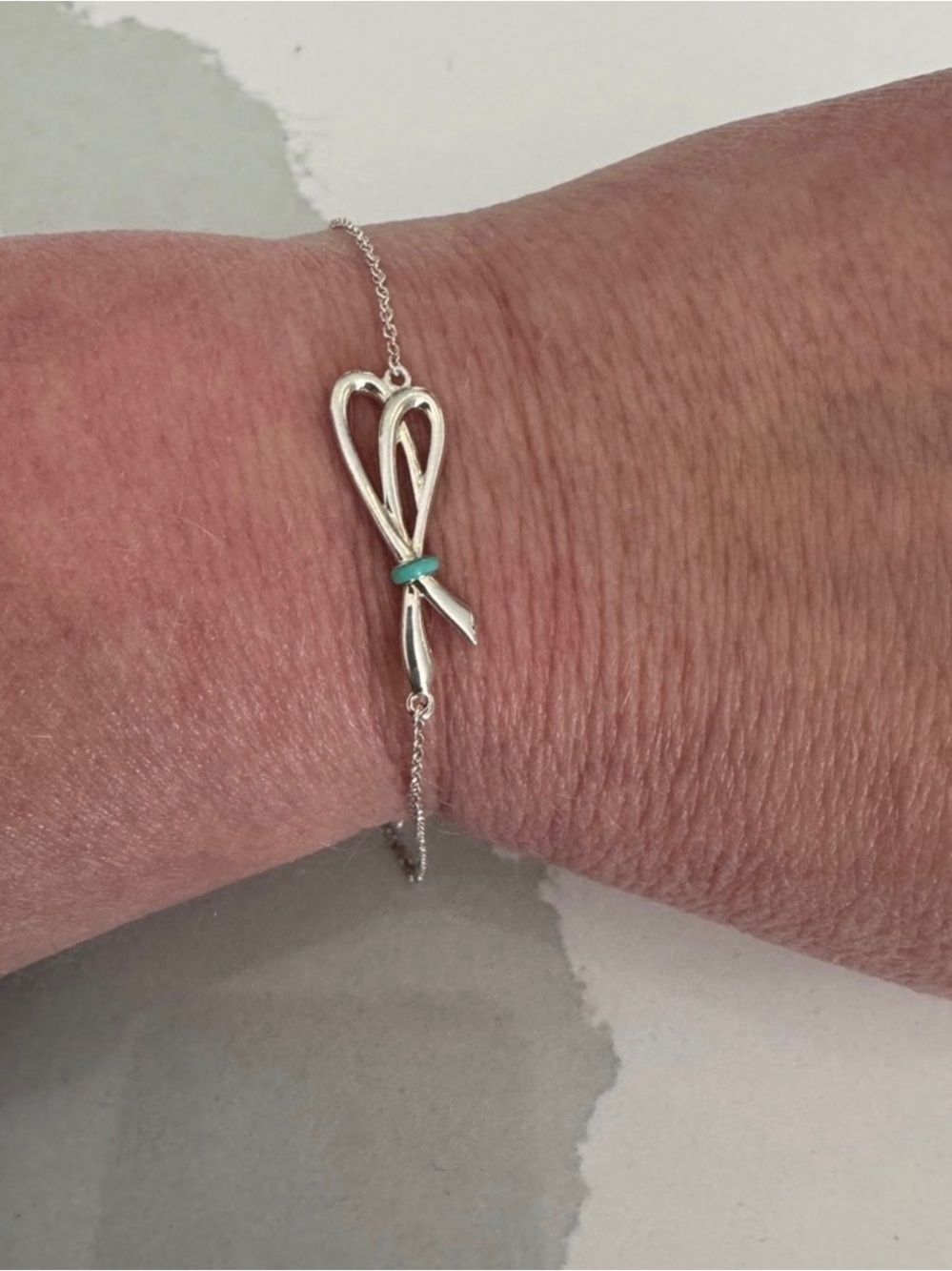RARE Tiffany & Co. Sterling Silver Enamel Bow Bracelet 6.75”